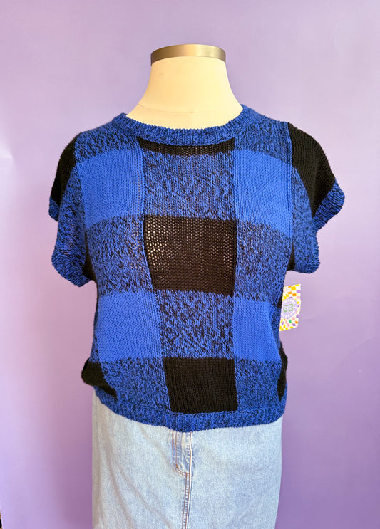 Black & Blue Checkered Top