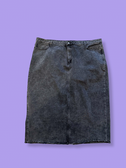 Dark Wash Denim Midi Skirt