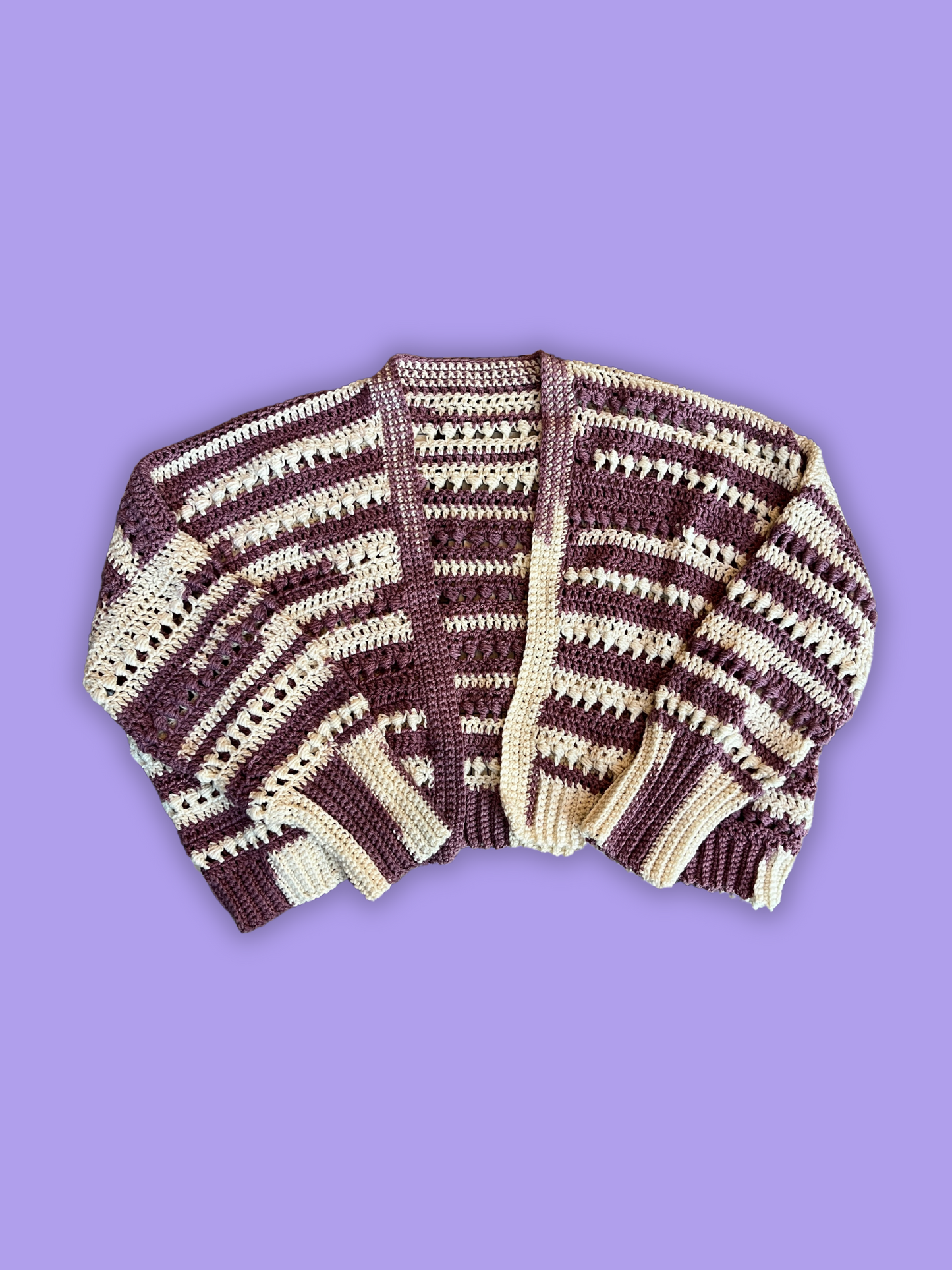 STL Stitch Purple & Cream Striped Cardigan