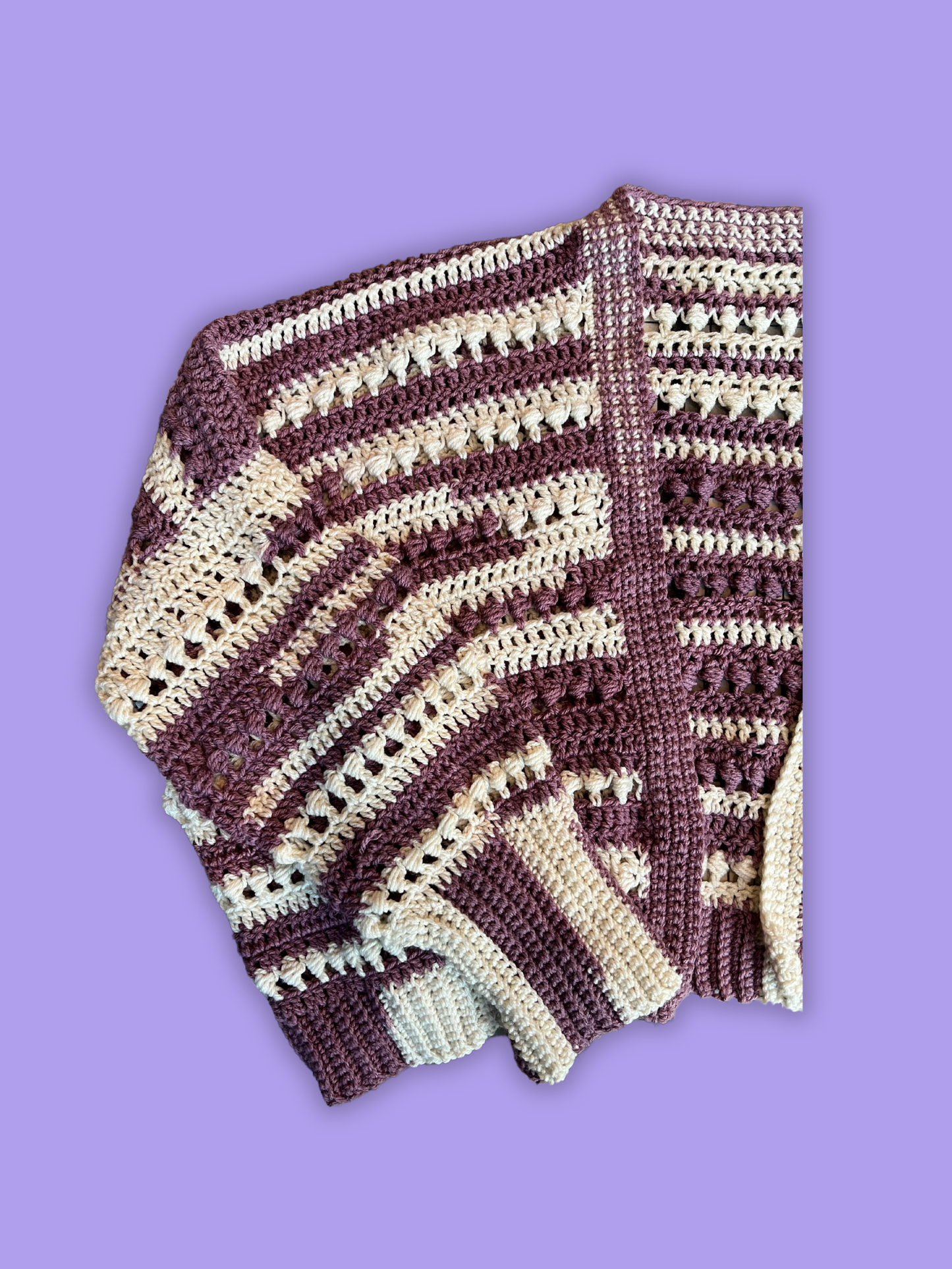 STL Stitch Purple & Cream Striped Cardigan